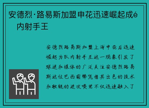 安德烈·路易斯加盟申花迅速崛起成队内射手王